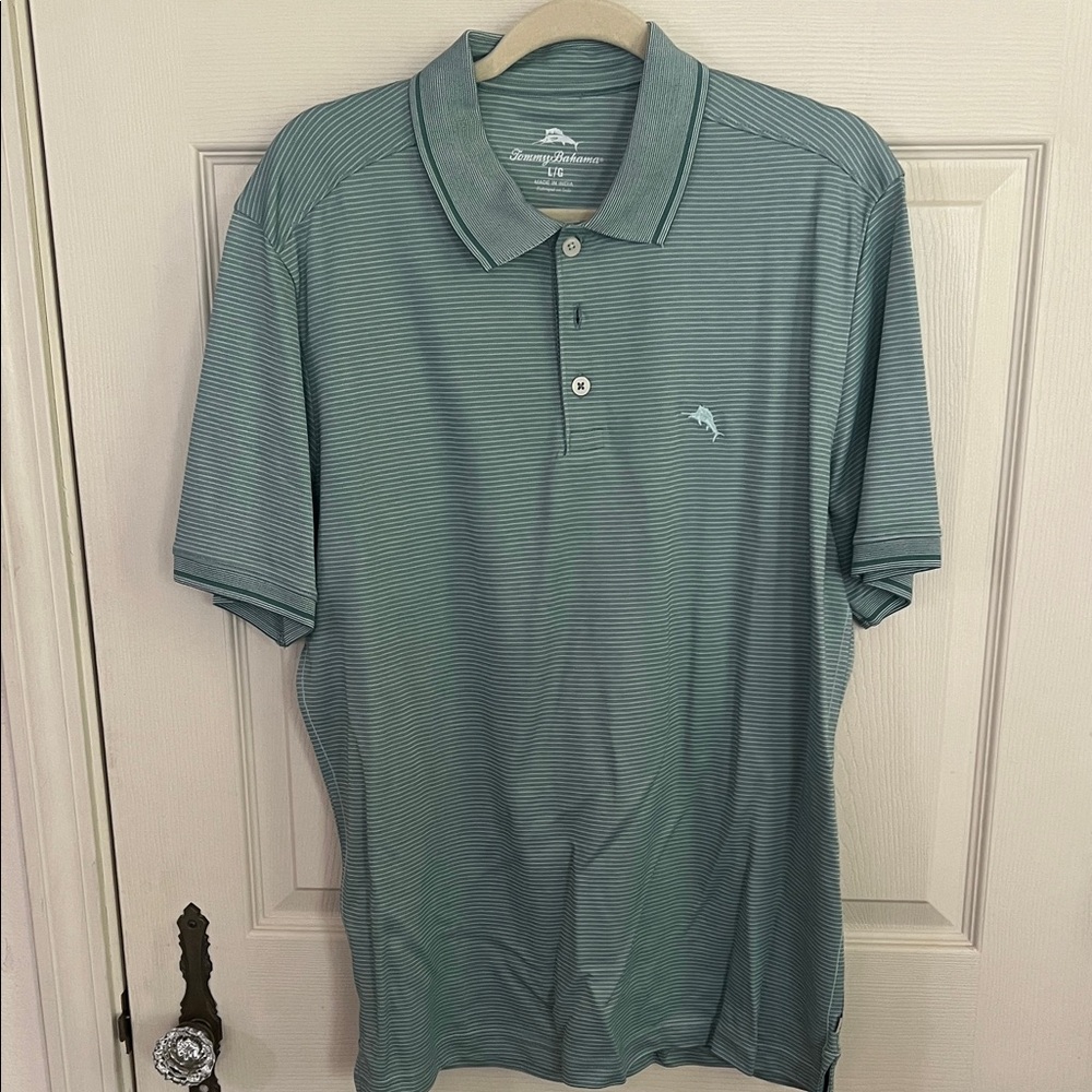 Tommy Bahama Men's Striped Teal Polo Shirt